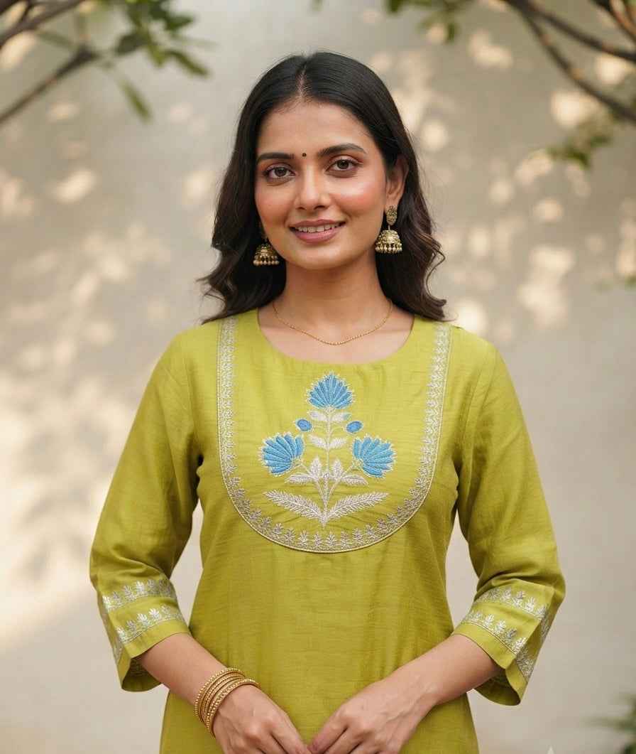 Premium Soft Raw Silk With Embroidery Plazo Set PS0167