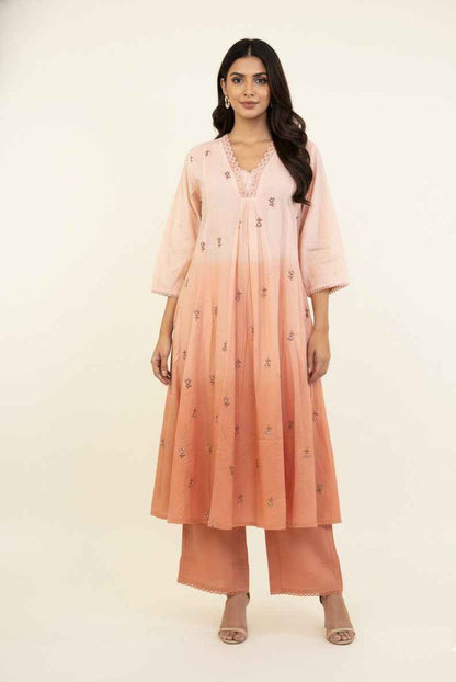 Pure Mul Cotton A Line Dupatta Set With embroidery