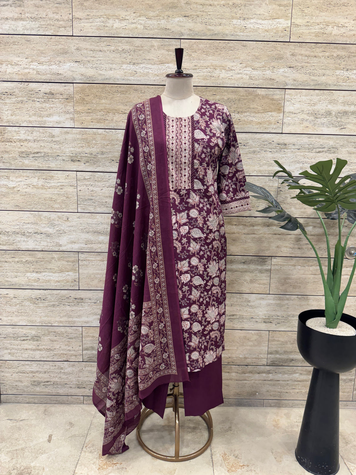 Pure Cotton Three Piece Dupatta Set CS0339