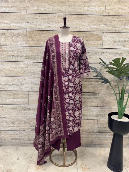 Pure Cotton Three Piece Dupatta Set CS0339