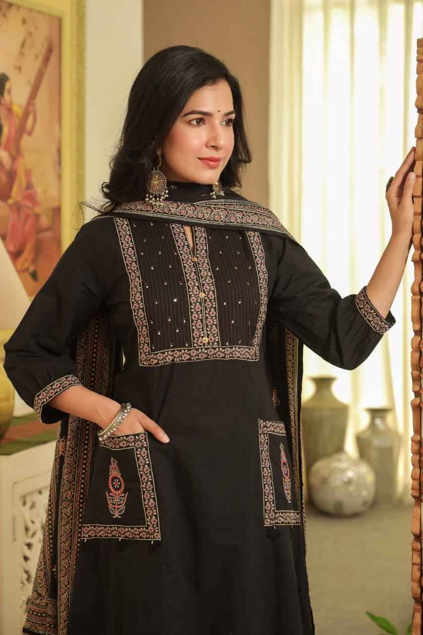 Pure Cotton A Line Dupatta Sets With Front Pockets