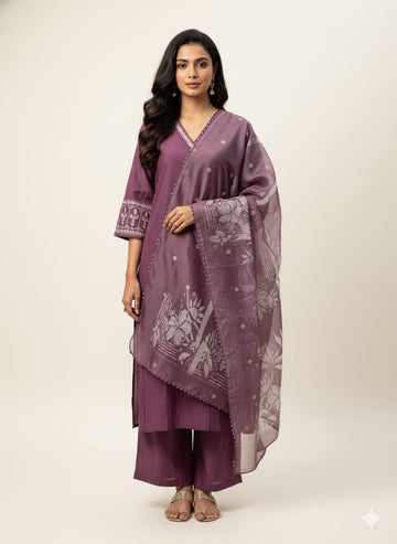 Festival Wear Pure Chanderi Silk Dupatta Set  LC0124