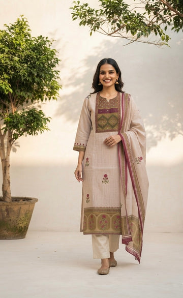 Pure Kota Doriya Dupatta Set With Inner KD046