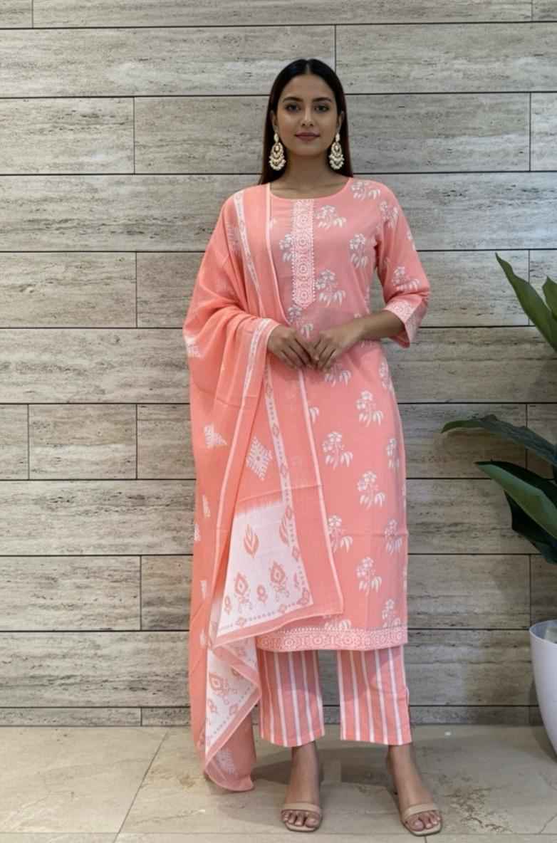 Pure cotton floral print Dupatta set