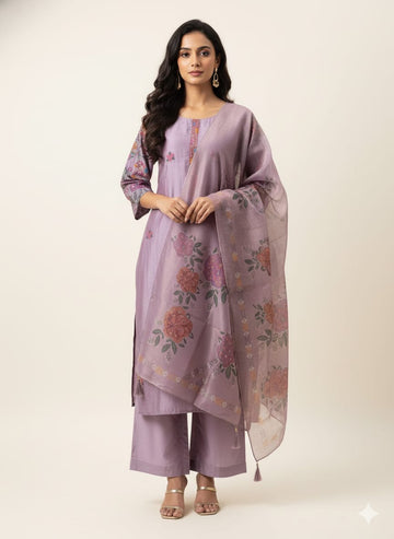 Pure chanderi Dupatta set with Embroidery CHSOO3