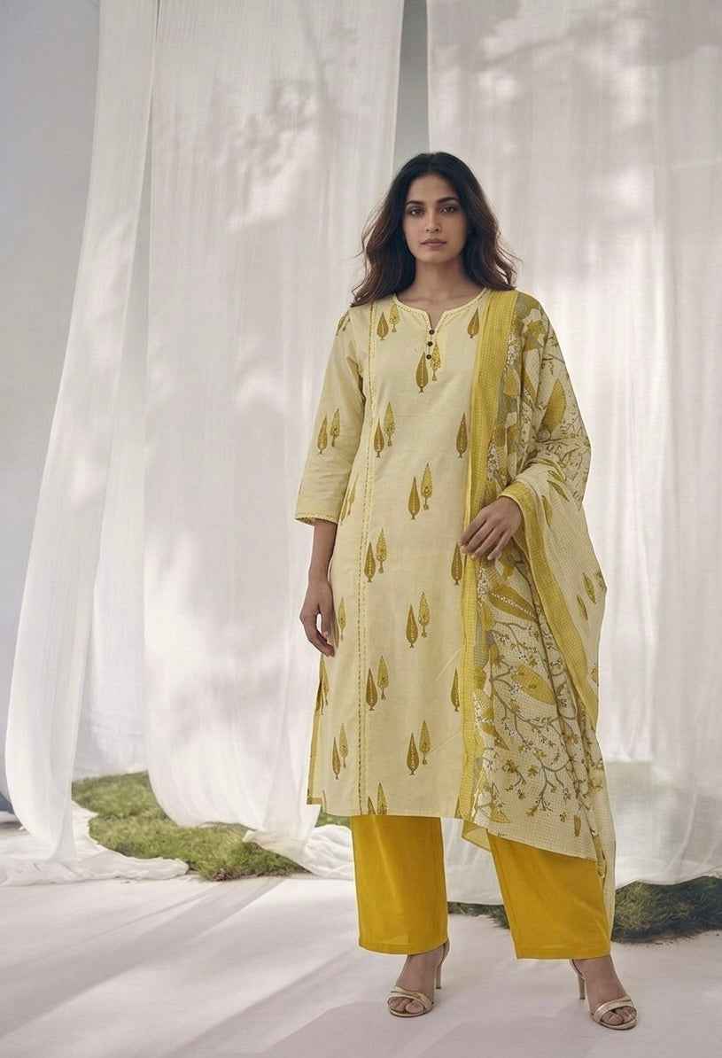 Pure Cotton Three Piece Dupatta Set