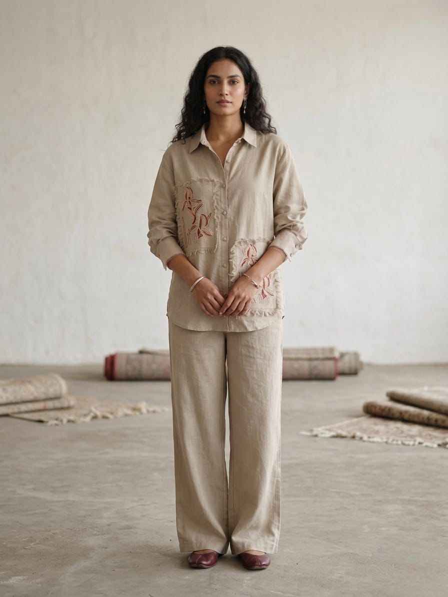 Super classic premium cotton cord set with embroidery