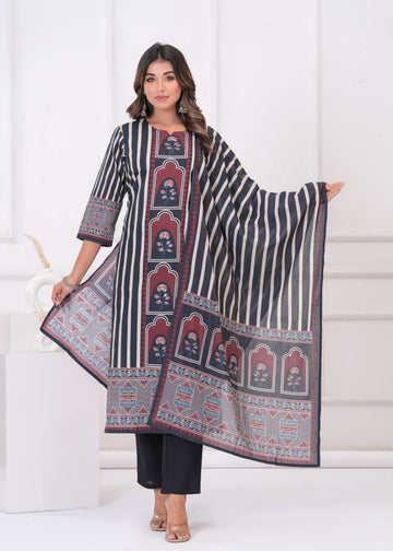 Ajrakh Print Pure Cotton Dupatta Set - CS038
