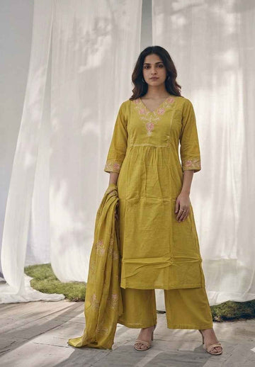 Pure Cotton Three Piece Dupatta Set