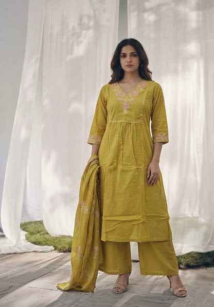 Pure Cotton Three Piece Dupatta Set