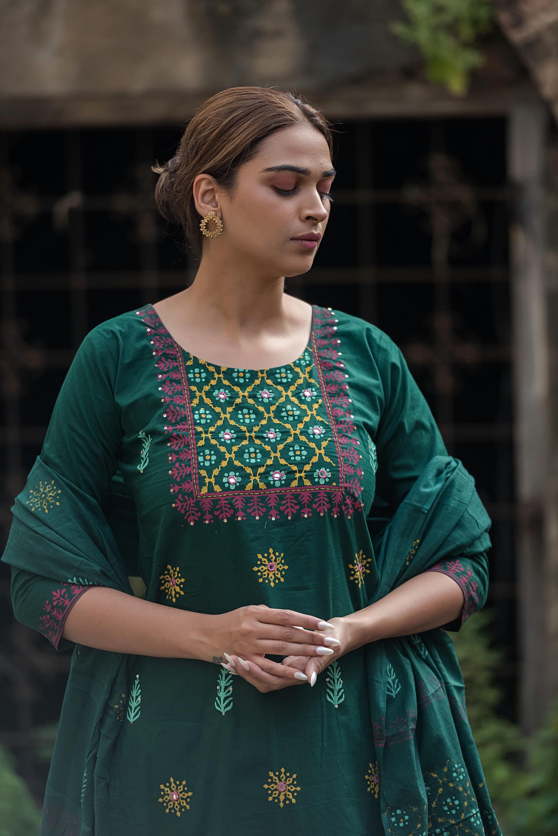 Premium cotton Dupatta set with embroidery