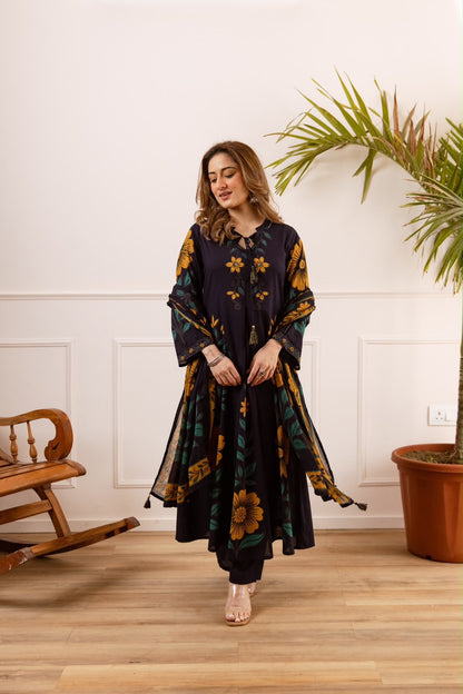 Anarkali Dupatta set in cotton fabric
