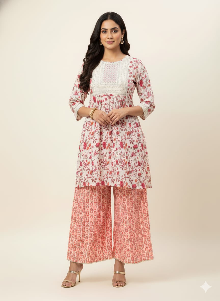Festival Wear  Pure Cotton Three Piece  Sharara Set  LC0141