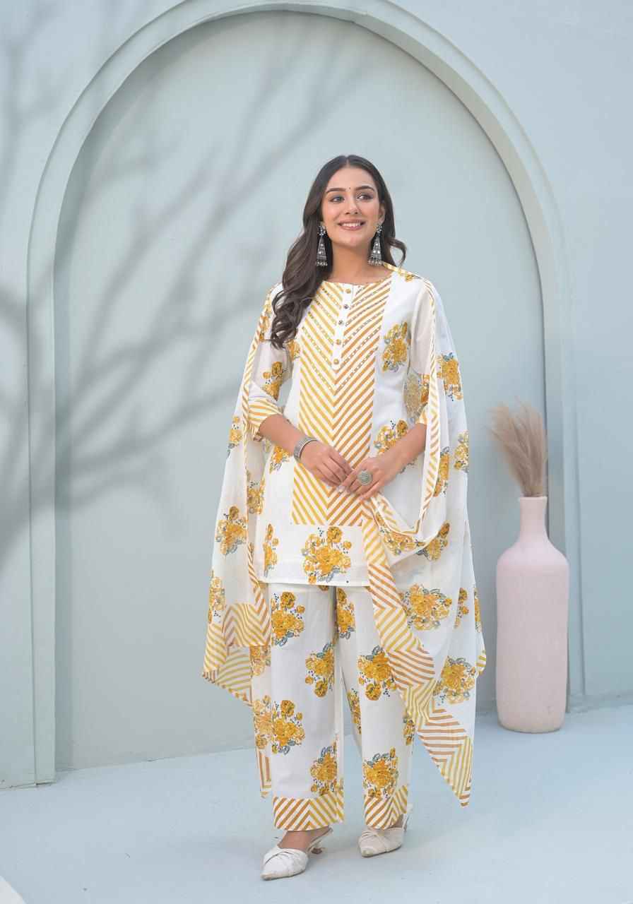 Pure cotton floral print with inner Dupatta set CS0181