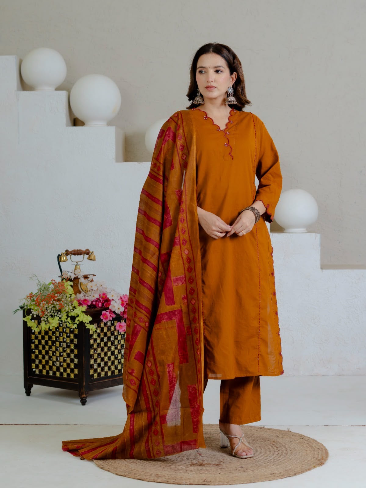 Pure Cotton Embroidered Dupatta Set  CS0275