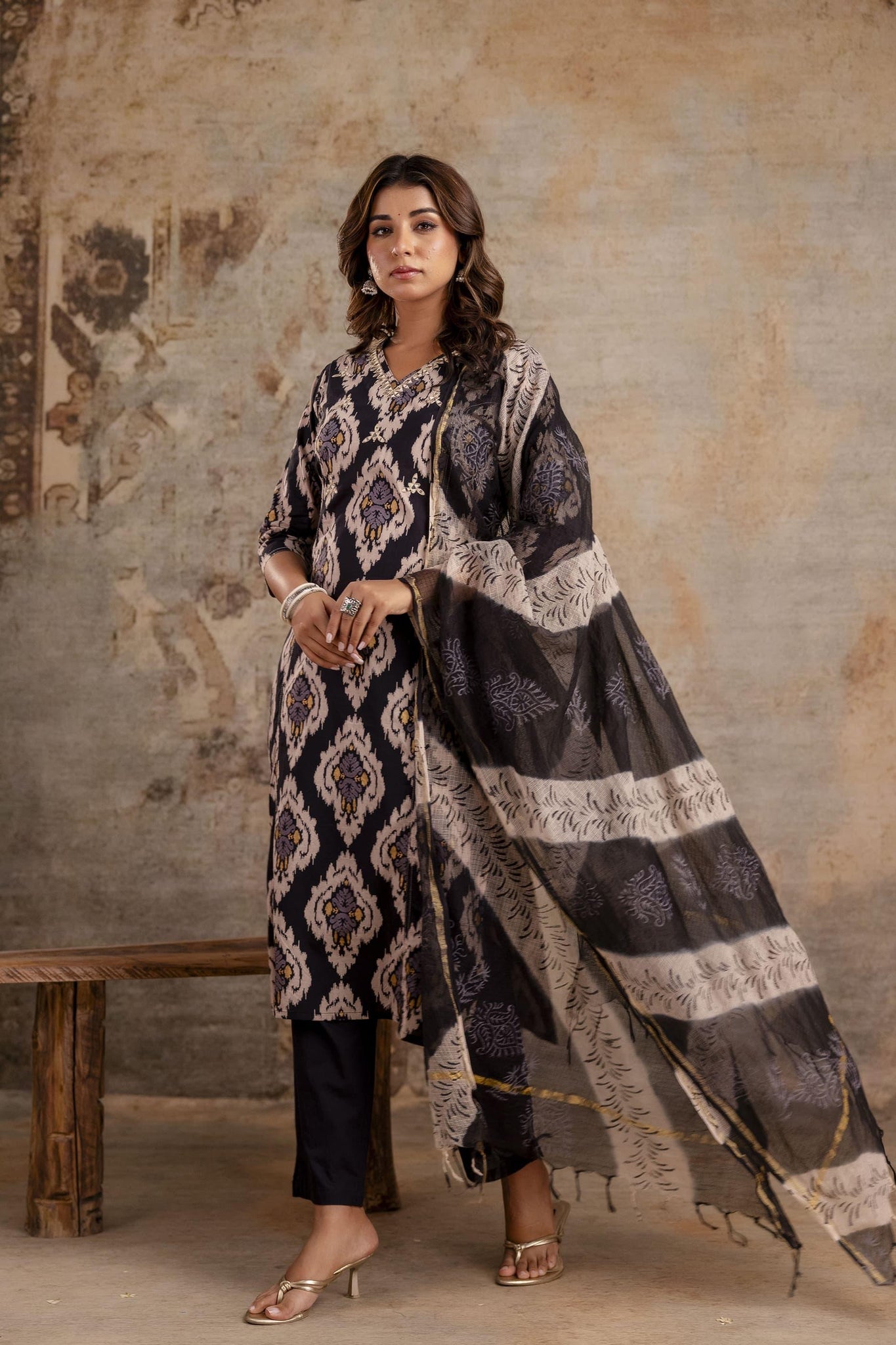 Pure Cotton Kota Doriya Dupatta Set KD001