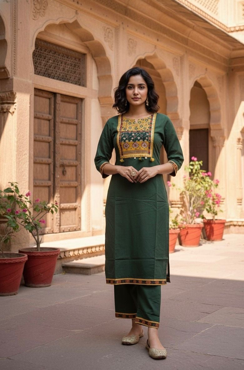 Pure cotton solid pattern with printed Dupatta set