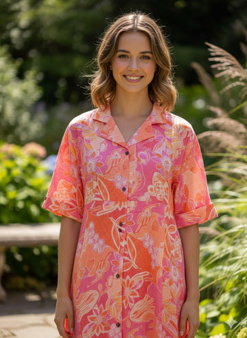 Pure Cotton Floral Print One Piece Dress SD011