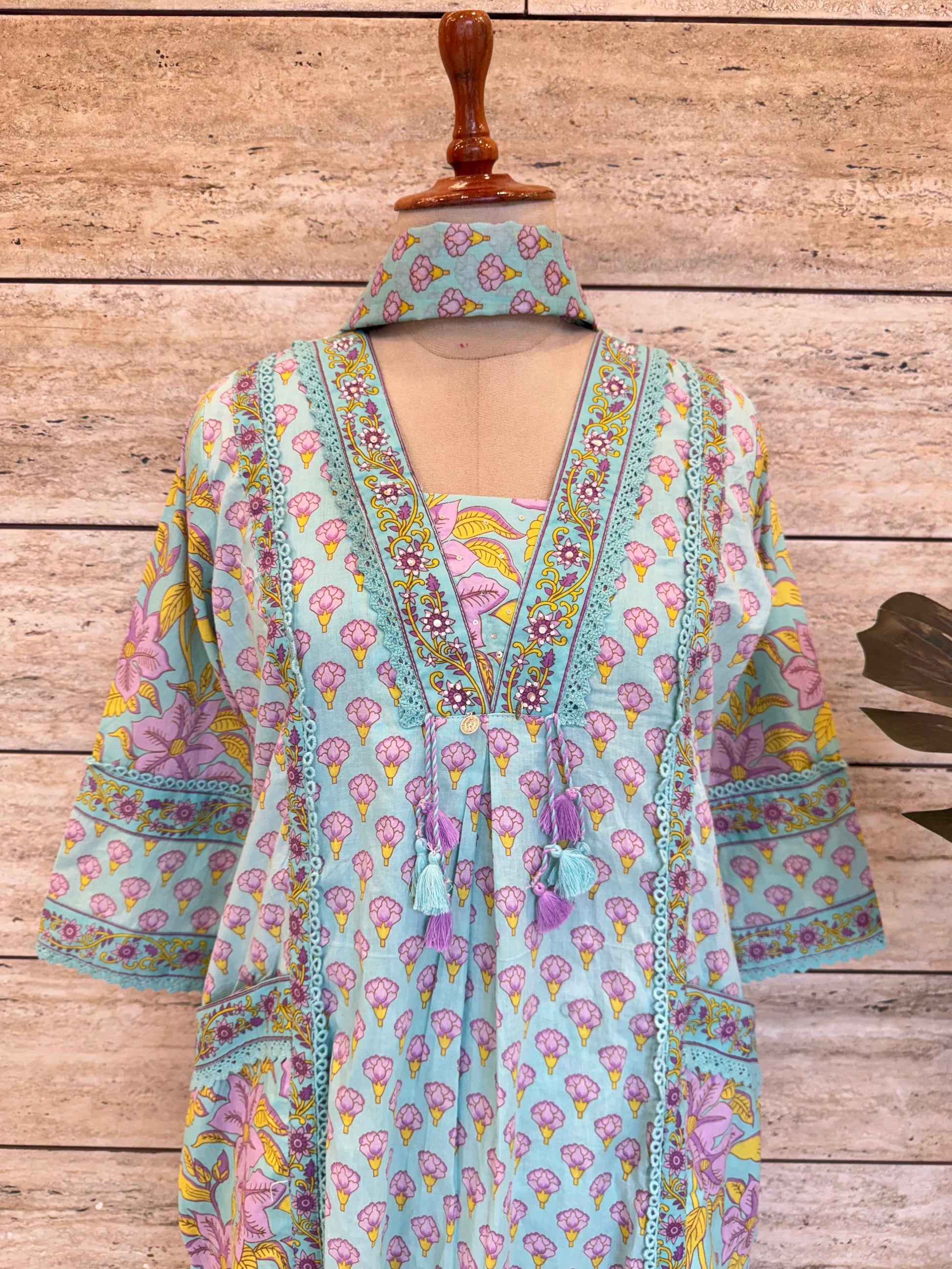 Pure Cotton A Line Dupatta Set CS0267