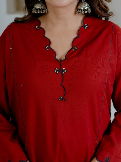 Pure Cotton Embroidered Dupatta Set  CS0275