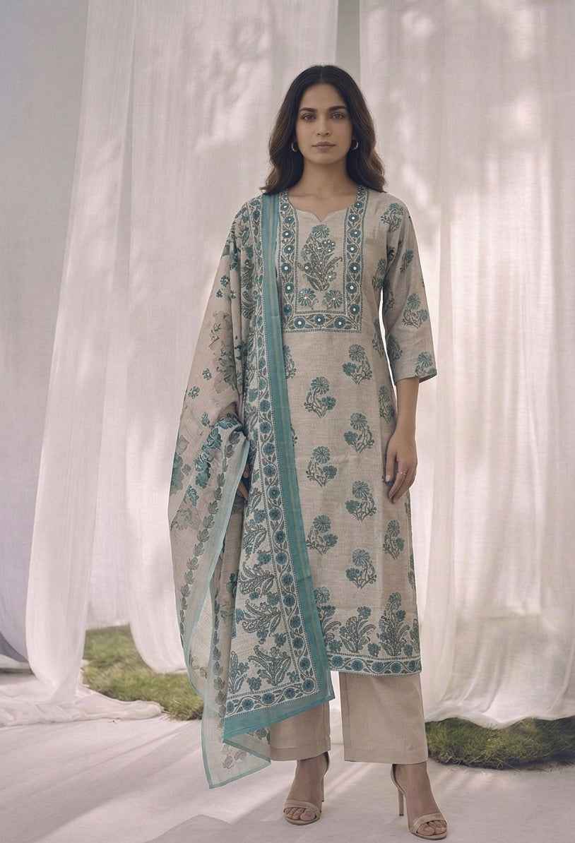 Premium Chanderi Three Piece Dupatta Set