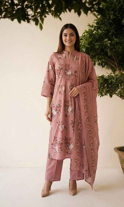 Pure Cotton Three Piece Dupatta Set