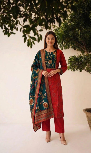 Digital Print Dupatta Set In Cotton Fabric CS0313
