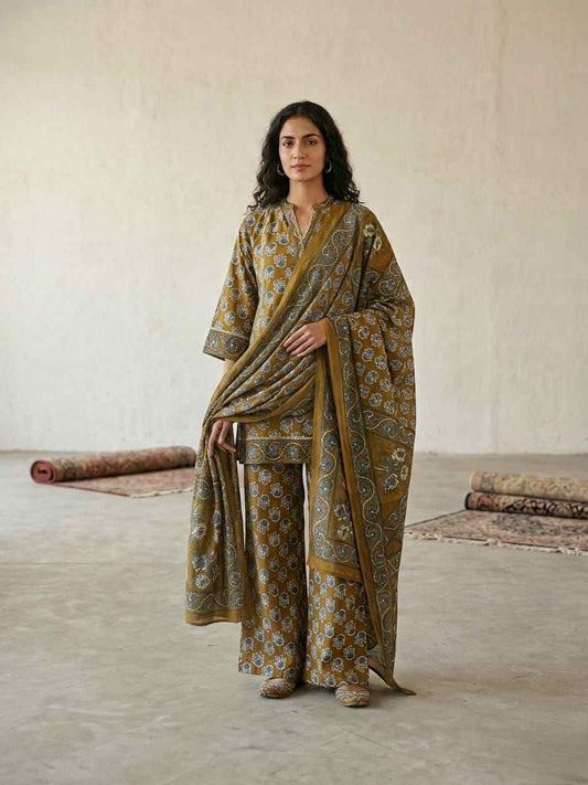 Premium Cotton short length dupatta set