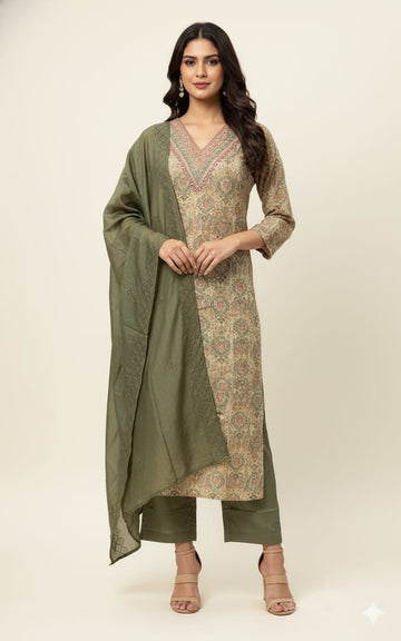 Festival Wear  Pure Silk Three Piece  Dupatta Set LC0137