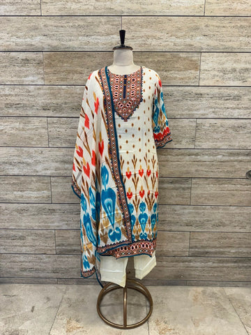 Premium muslin Silk Dupatta Set