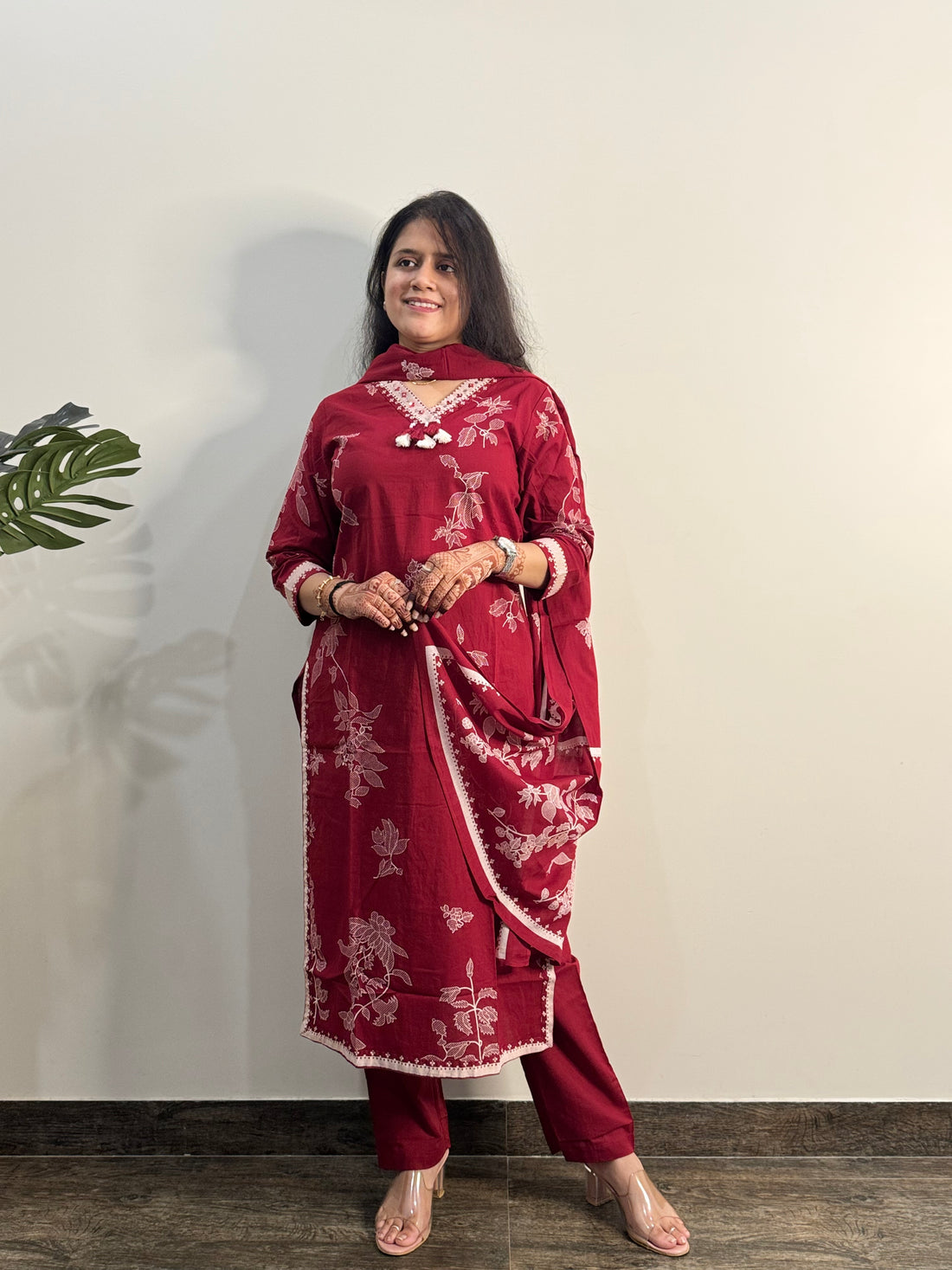 Pure Cotton Dupatta set With Embroidery CS075