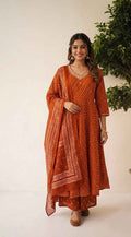 Pure Cotton Anarkali Suit with Lehraiya Print