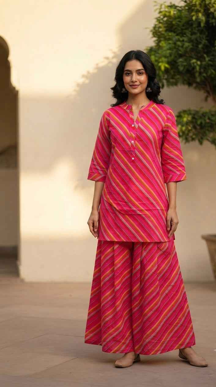 Pure Cotton Co-Ord Set With Lehariya Print COS174
