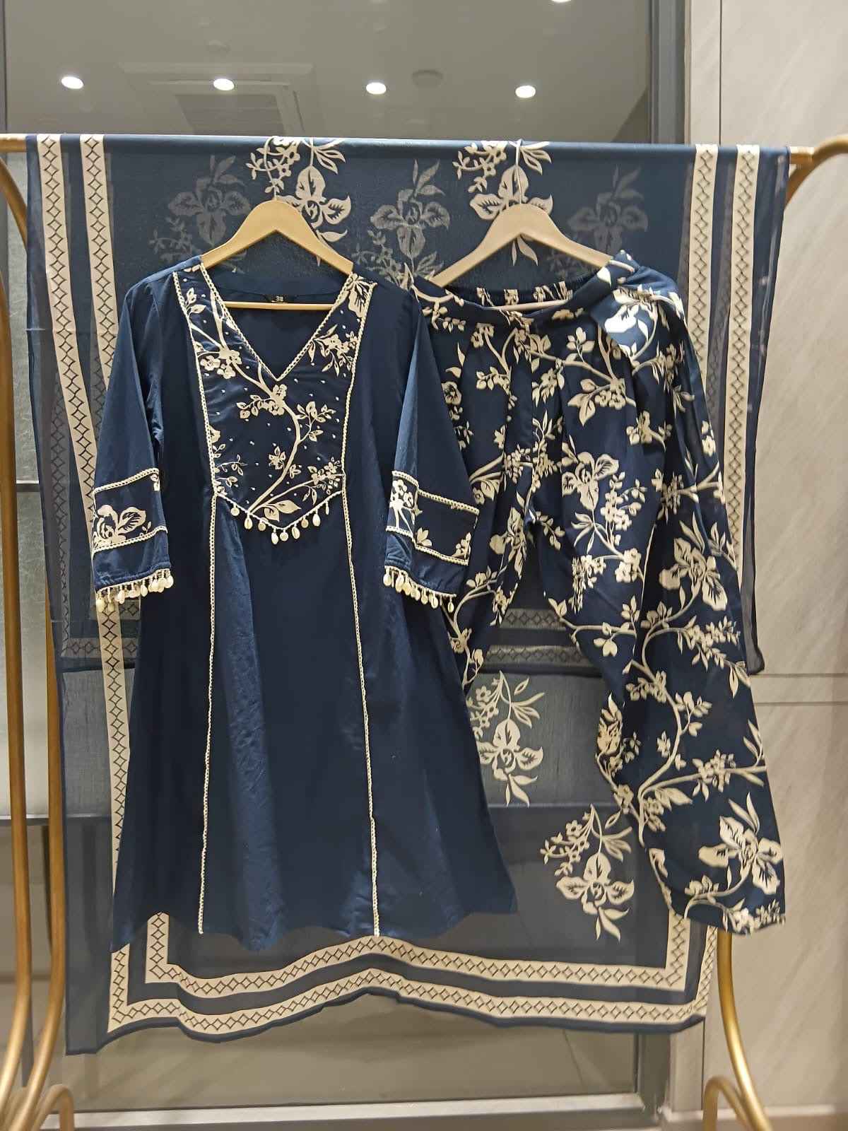 Premium cotton short Length Dupatta set  CS0236