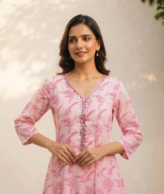 Pure Mul Cotton Printed A Line Dupatta Set