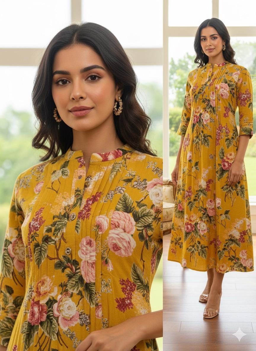 Pure Cotton Floral Print One Piece Gown SD005