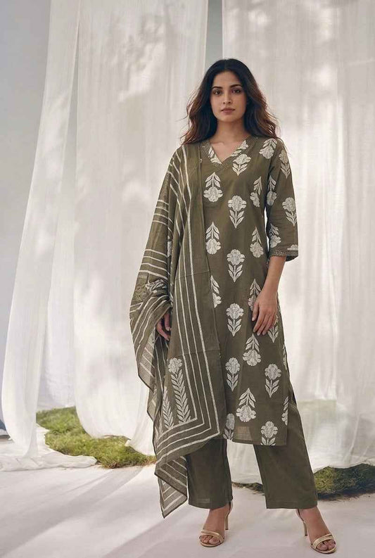 Pure Cotton Three Piece Dupatta Set