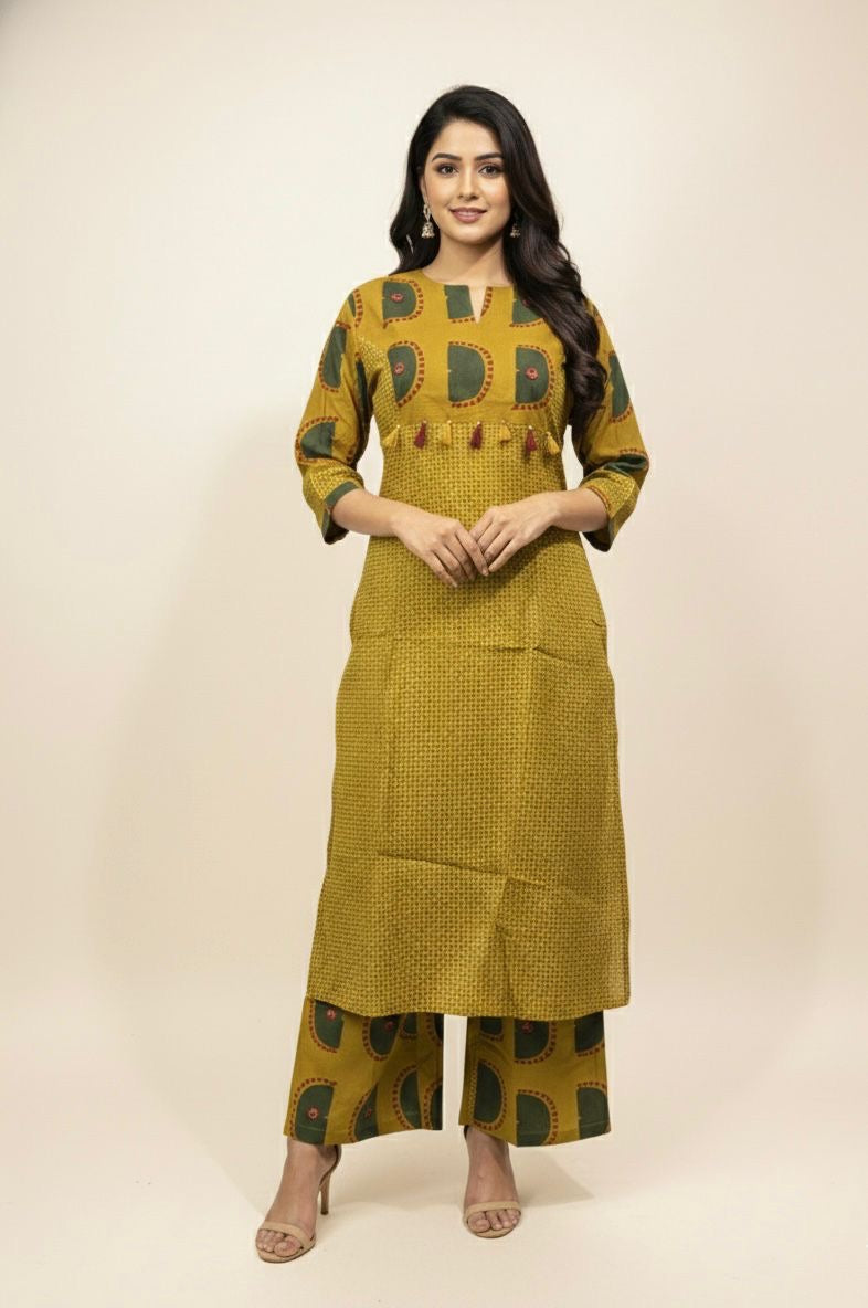 Premium Cotton A-Line Pant Set With Palazzo PS0146