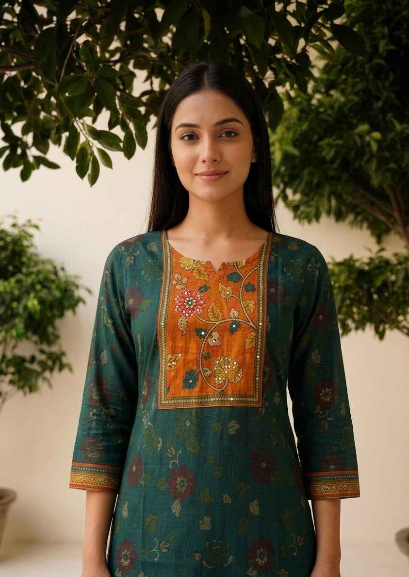 Pure Cotton Digital Print Three Piece Dupatta Set