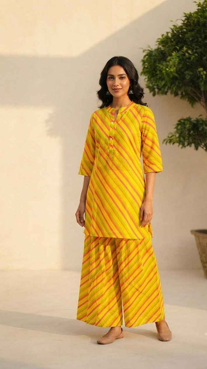 Pure Cotton Co-Ord Set With Lehariya Print COS174