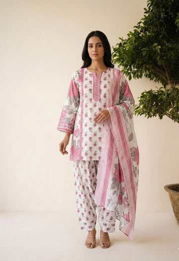 Premium Cotton Dupatta Set With Farshi Salwar With Inner CS0226