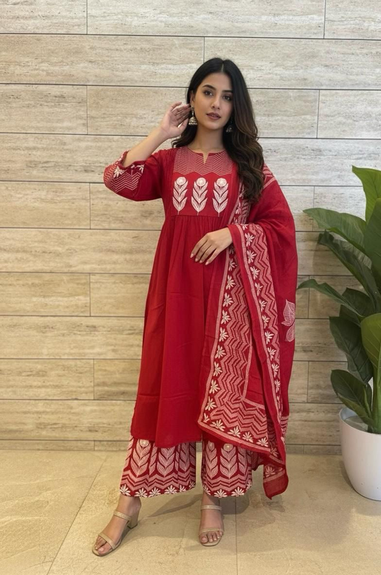 Pure cotton with plazoo Dupatta set CS0108