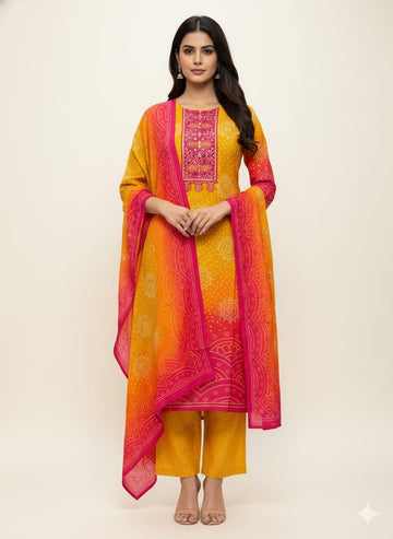 Festival Wear Bandhej Print Dupatta Set  LC0127