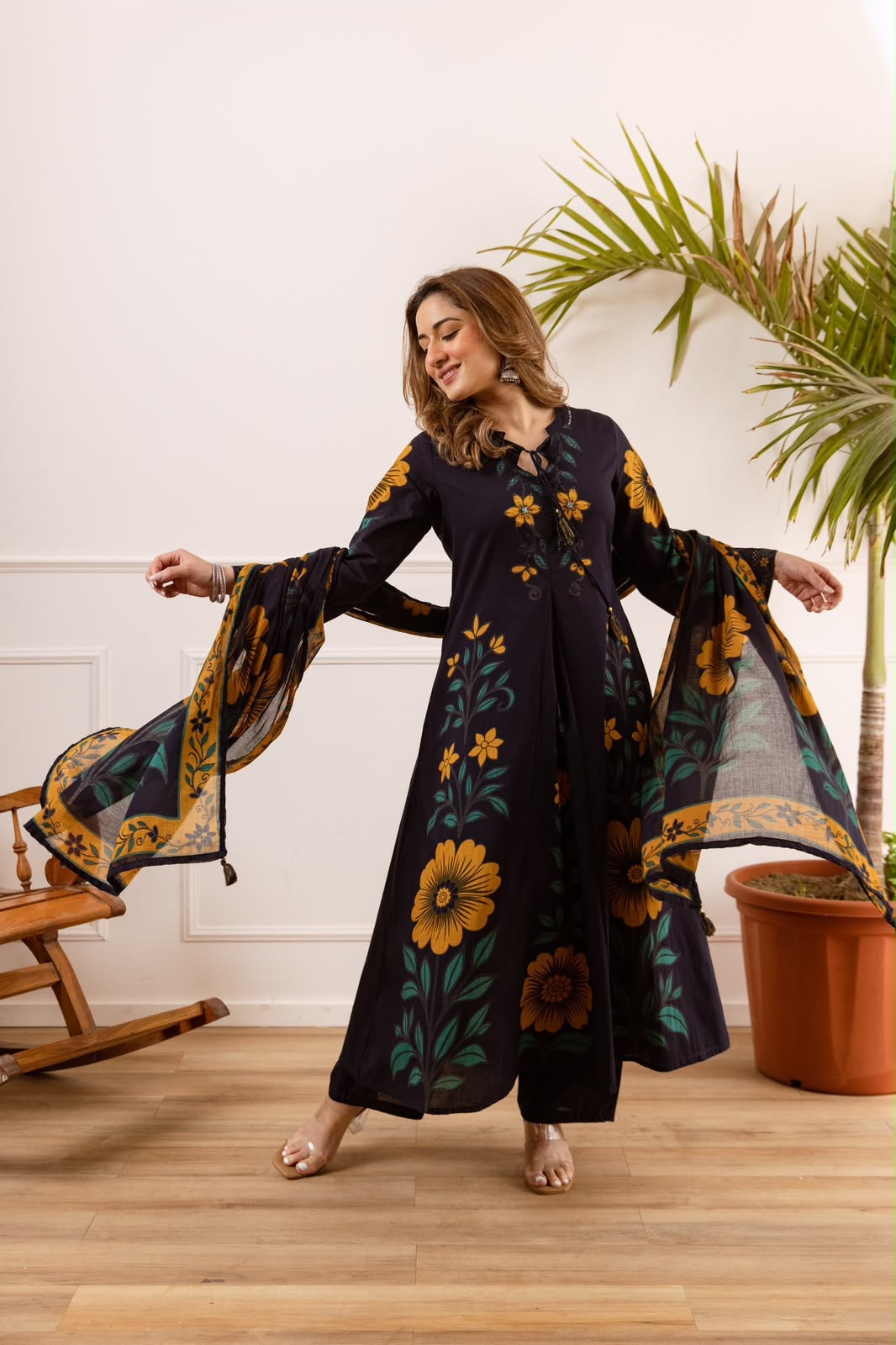Anarkali Dupatta set in cotton fabric