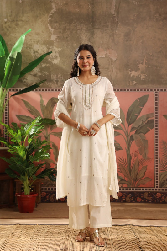 Mul Cotton Dupatta Set With Lining (Prebooking)
