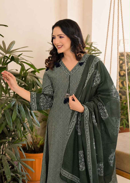 Premium Cotton Anarkali Dupatta set ANK047