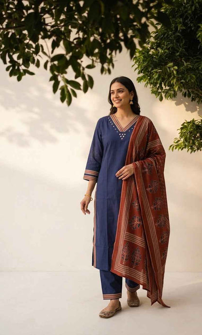 Pure Cotton Dupatta Set