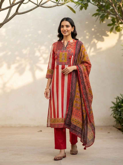 Pure Cotton Dupatta Set With Digital Print CS0301