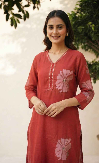 Premium Kora silk with embroidery Dupatta Set CHS025