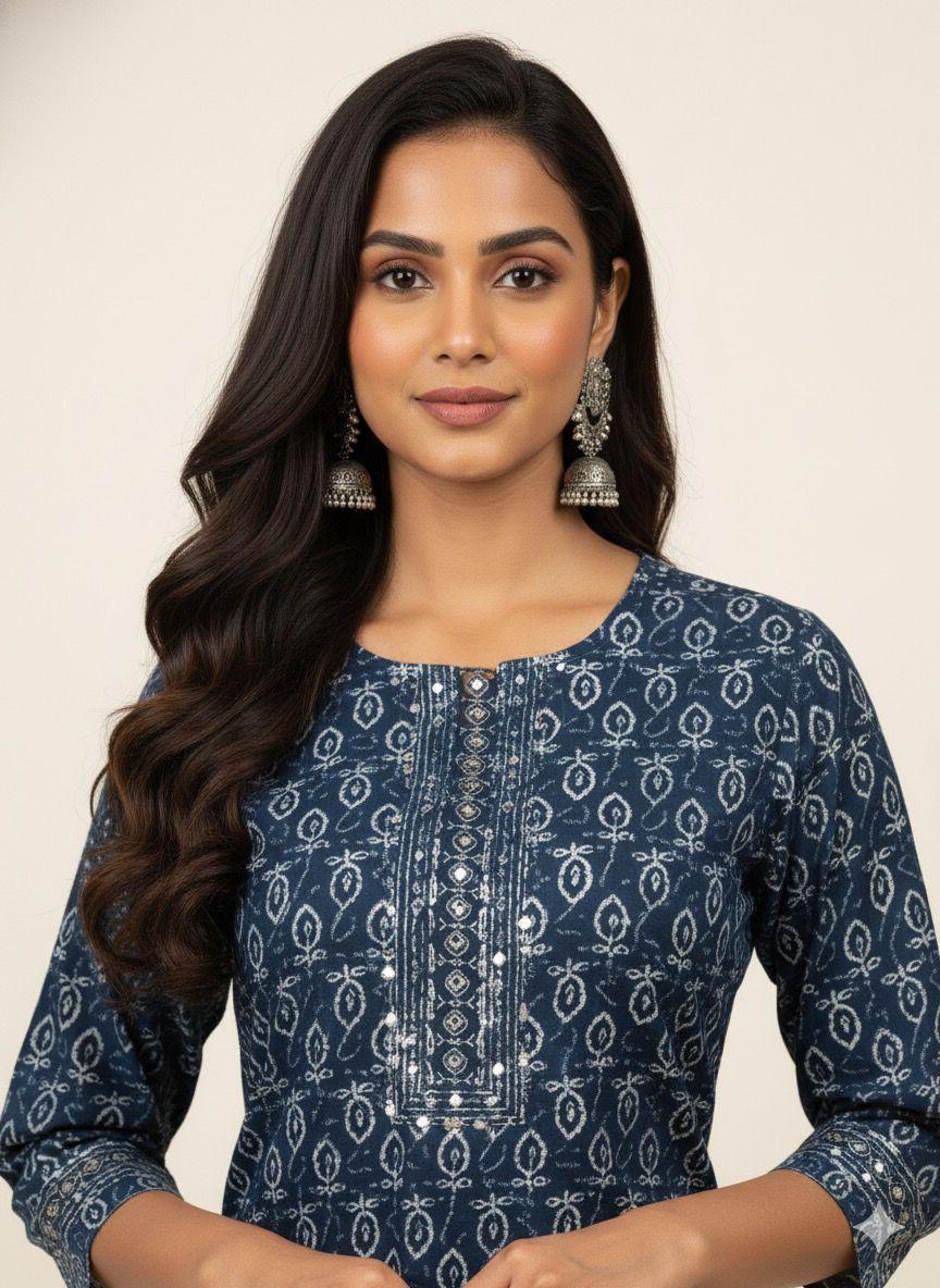 Premium cotton block print dupatta set